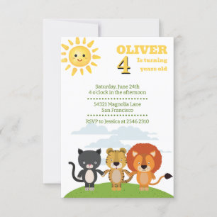 Friends Jungle Animals Birthday Invitation