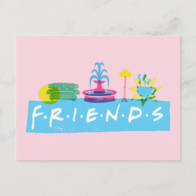 FRIENDS™ | Logo with Icons Postcard (Front)