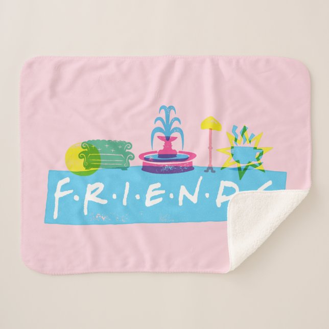 FRIENDS™ | Logo with Icons Sherpa Blanket (Front (Horizontal))