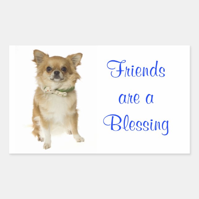 Friends  Long Haired Chihuahua Greeting Sticker (Front)