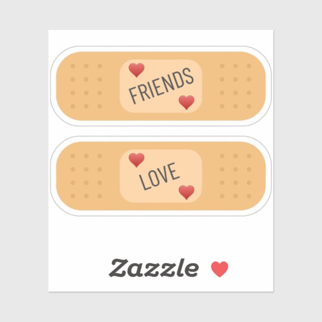 Friends Love bandaids Custom-Cut Vinyl Sticker (Sheet)