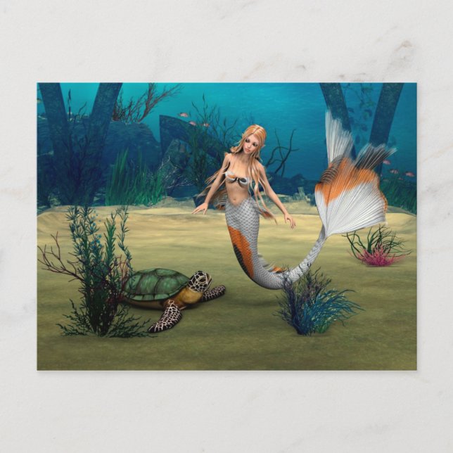 Friends Mermaid und Turtle Postcard (Front)