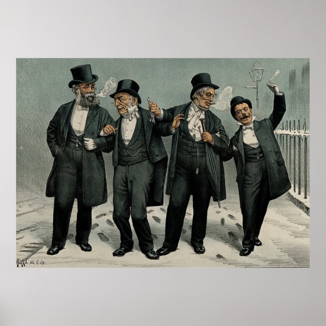 Friends Merry Christmas Celebration Vintage Poster (Front)