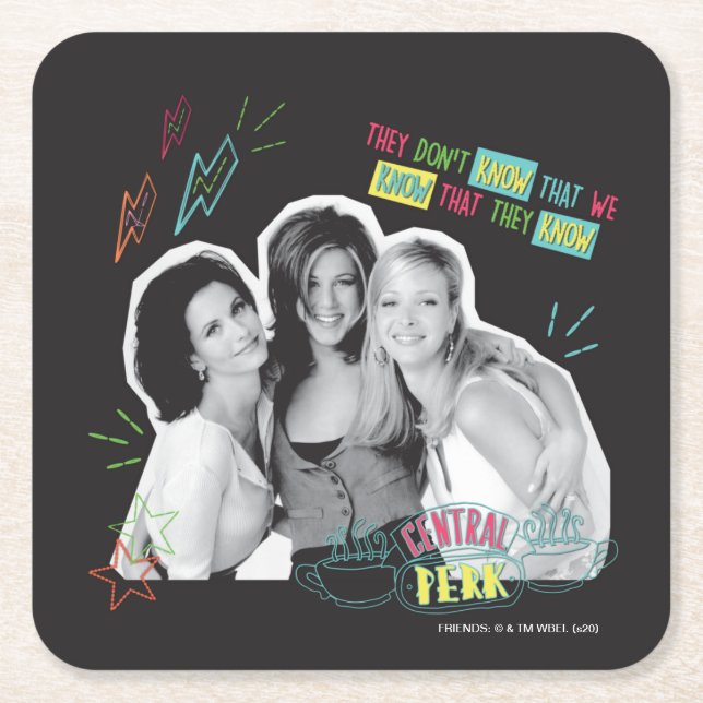 FRIENDS™ | Monica, Rachel & Phoebe Square Paper Coaster (Front)