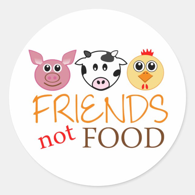 Friends Not Food Classic Round Sticker (Front)