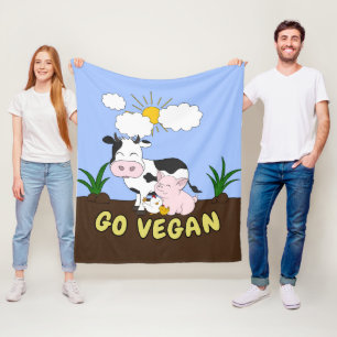 Friends Not Food - Cute Cow, Pig and Chicken Fleece Blanket