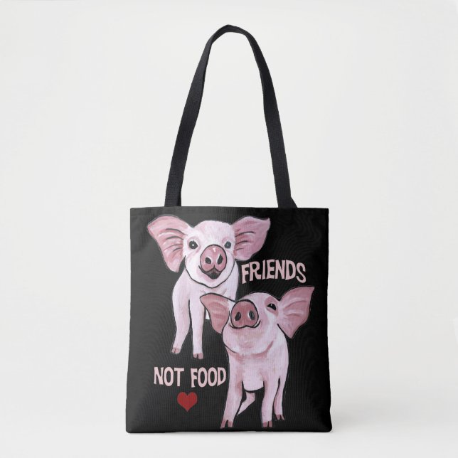 Friends not Food Cute Pigs Tote Bag (Front)