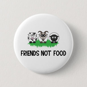 Friends Not Food, Gifts for Vegan Vegetarian 6 Cm Round Badge