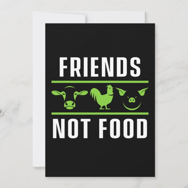 Friends Not Food Vegan Vegetarian Animal Rights Gi Invitation (Front)