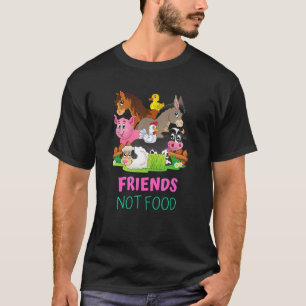 Friends Not Food Vegan Vegetarian Farm Animal Cow  T-Shirt