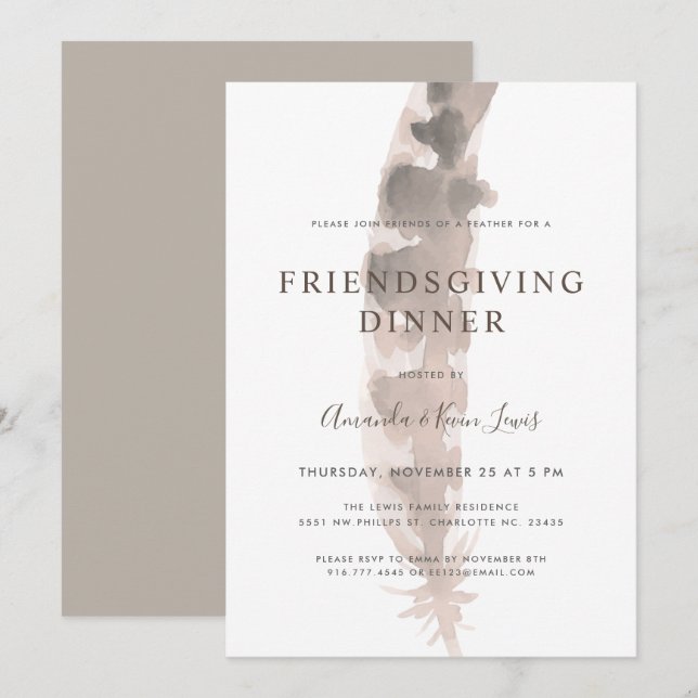 Friends of a Feather | Friendsgiving Thanksgiving Invitation (Front/Back)