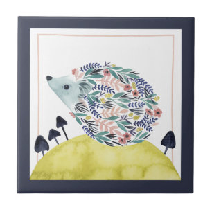 Friends of Clementine   Folk Art Hedge Hog Tile