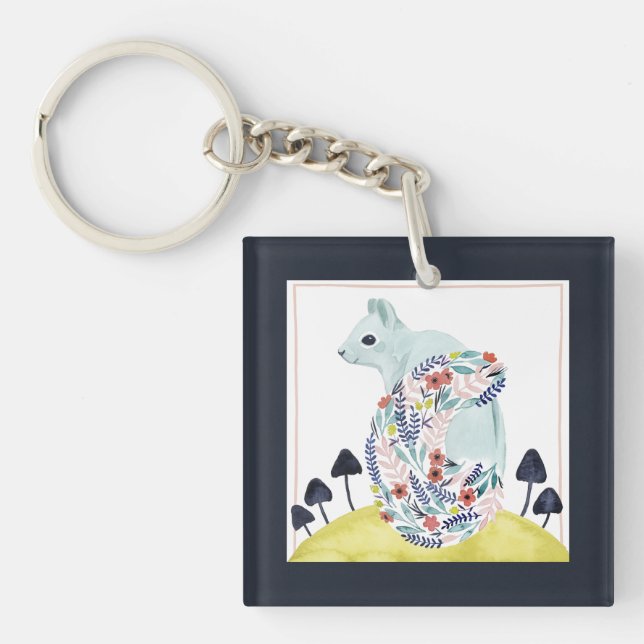 Friends of Clementine | Folk Art Squirrel Key Ring (Front)