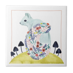 Friends of Clementine   Folk Art Squirrel Tile