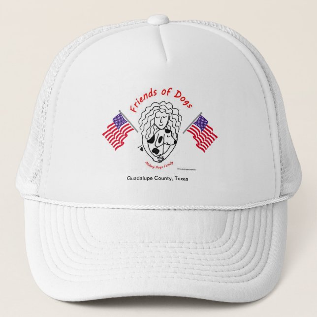Friends of Dogs Two American Flags Trucker hat (Front)