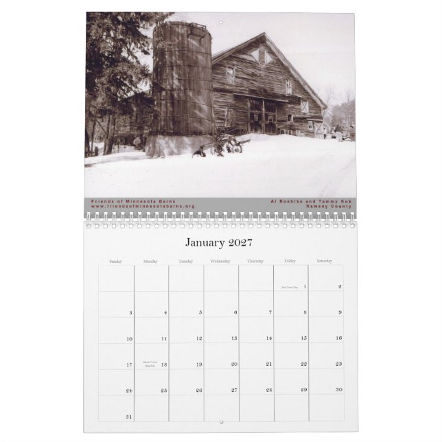 Friends of Minnesota Barns 2010 Calendar (Jan 2027)