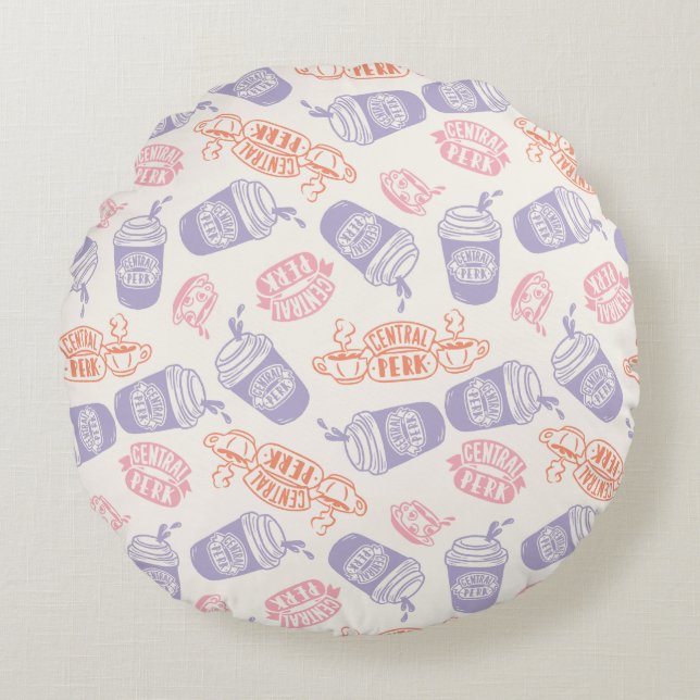 FRIENDS™ | Pastel Central Perk Pattern Round Cushion (Front)