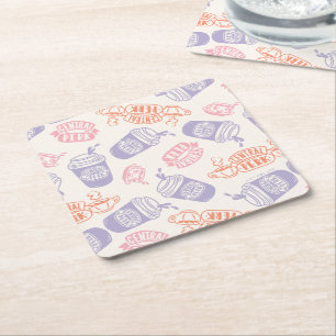 FRIENDS™   Pastel Central Perk Pattern Square Paper Coaster