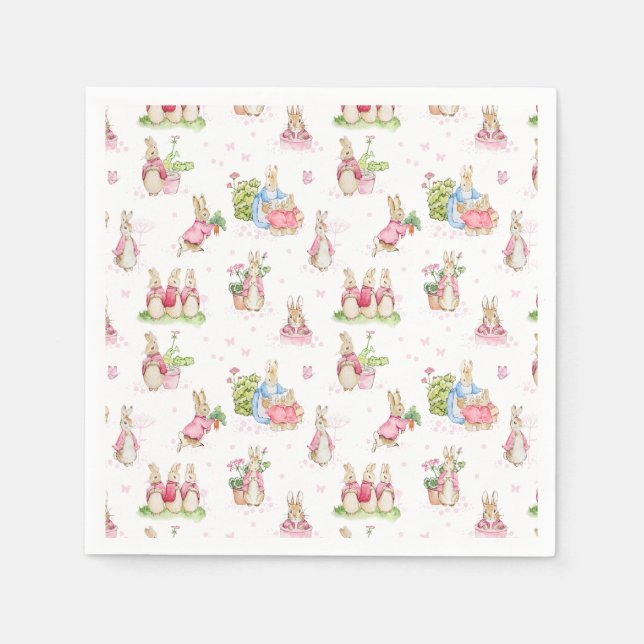 Friends Peter Rabbit Baby Pink Napkin (Front)