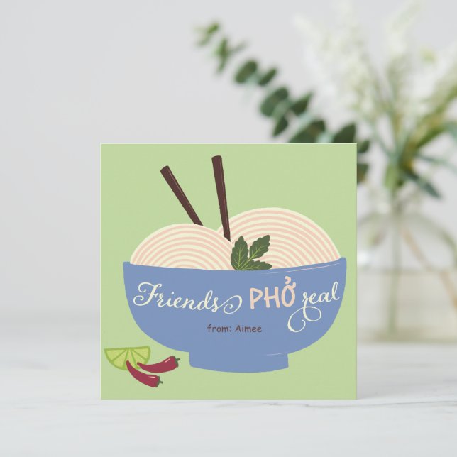 Friends Pho Real Noodle Valentine Holiday Card (Standing Front)