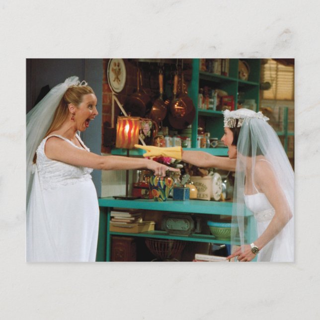 FRIENDS™ | Phoebe and Monica in Wedding Dresses Invitation Postcard (Front)