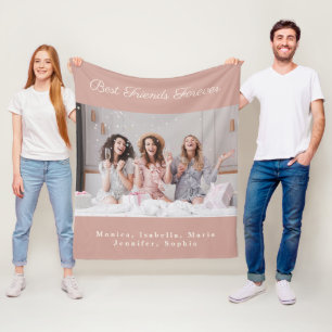 Friends photo camel brown names fleece blanket