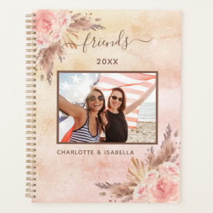 Friends photo pampas grass pink floral rose gold planner