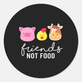 Friends Pig Chicken Cow Not Food Bio Vegetables Ve Classic Round Sticker