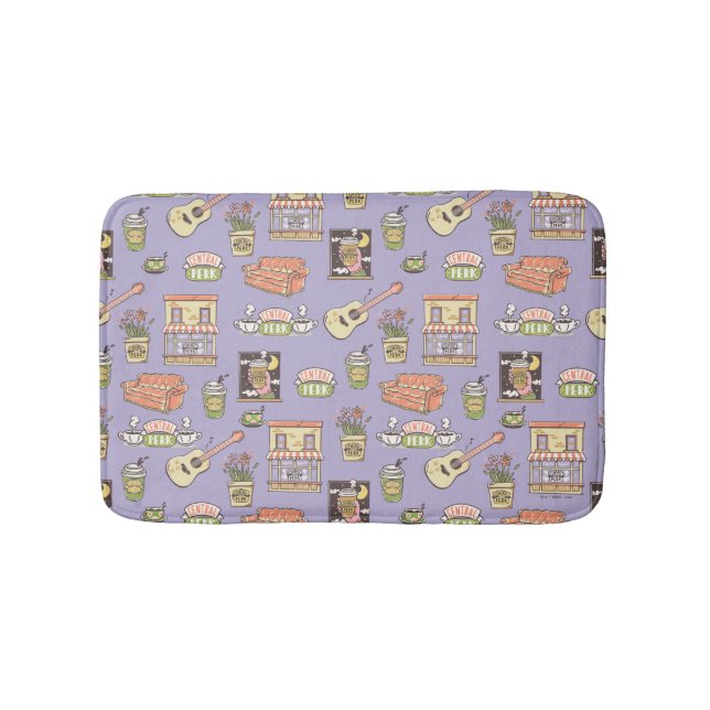 FRIENDS™ | Purple Icon Pattern Bath Mat (Front)