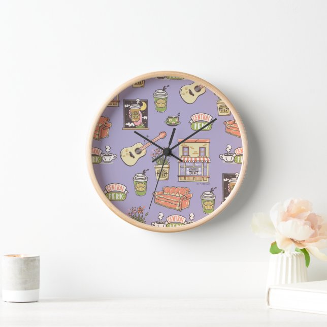 FRIENDS™ | Purple Icon Pattern Clock (Home)