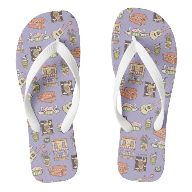 FRIENDS™ | Purple Icon Pattern Flip Flops (Footbed)