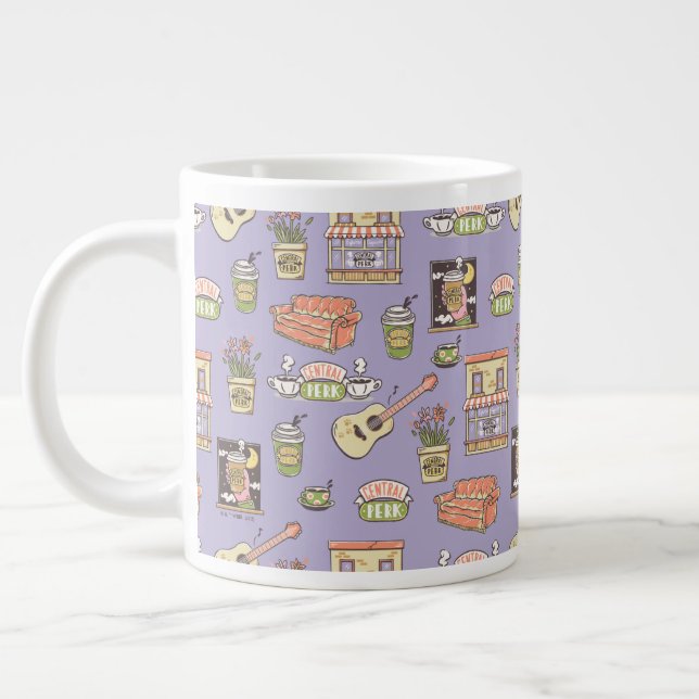 FRIENDS™ | Purple Icon Pattern Large Coffee Mug (Left)