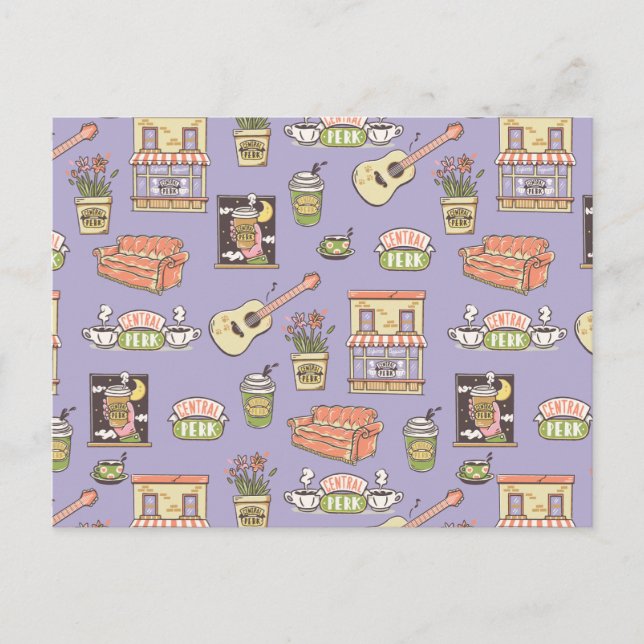 FRIENDS™ | Purple Icon Pattern Postcard (Front)