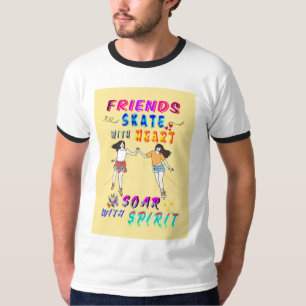 Friends Ringer Skate With Heart Soar With Spirit T-Shirt