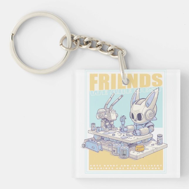 Friends robot rabbit and machine 071502 key ring (Front)