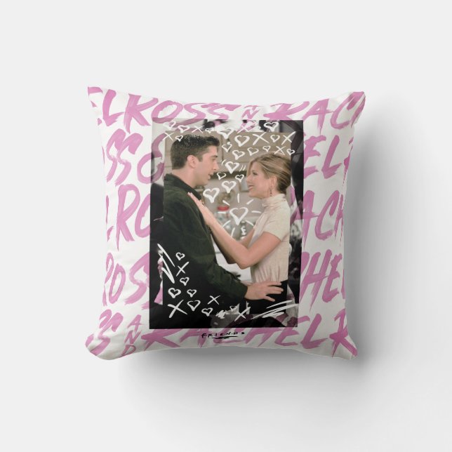 FRIENDS™ | Ross And Rachel Doodled Hearts Cushion (Front)