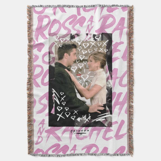 FRIENDS™ | Ross And Rachel Doodled Hearts Throw Blanket (Front Vertical)