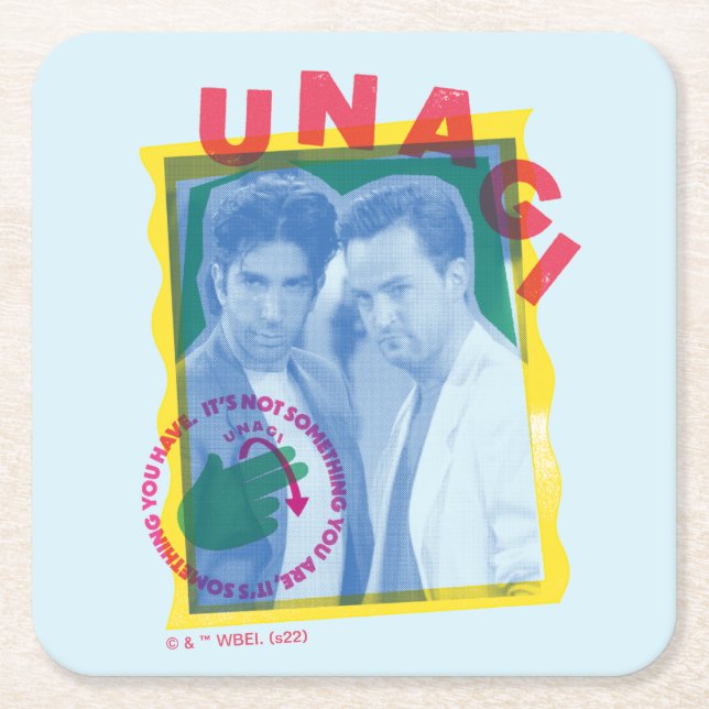 FRIENDS™ | Ross & Chandler - Unagi Square Paper Coaster (Front)