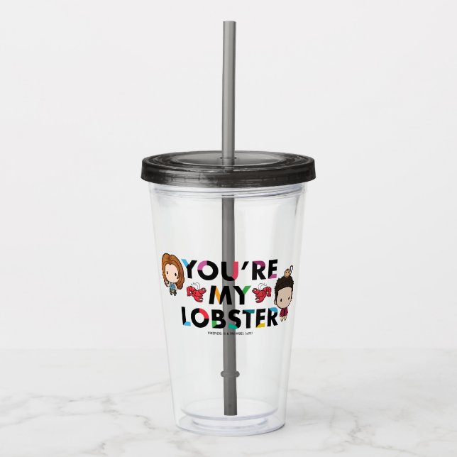 FRIENDS™ | Ross & Rachel  Lobster Chibi Acrylic Tumbler (Front)