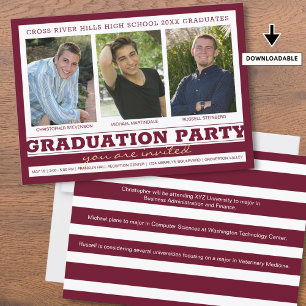 Friends Siblings Graduation Party Maroon 3 Photo Invitation