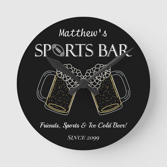 Friends, Sports & Beer - Sports Bar Wall Clock (Front)