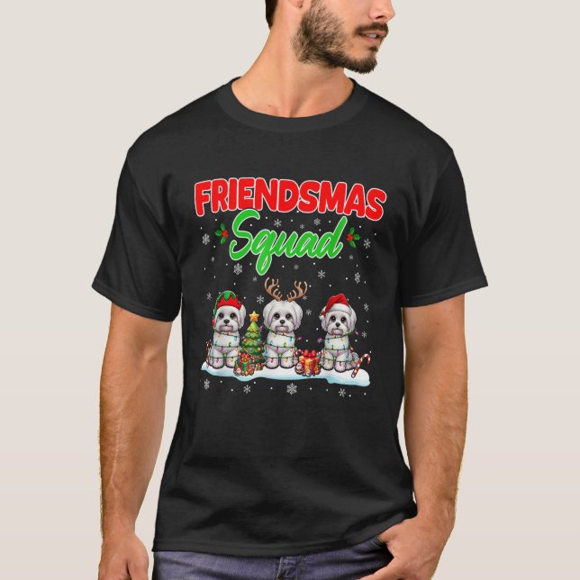 Friends Squad Christmas Three Santa Reindeer Elf M T-Shirt (Front)