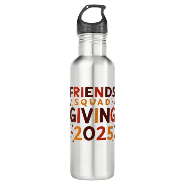 Friends Squad Giving 2025 Autumn Fall Thankful Tha 710 Ml Water Bottle (Front)