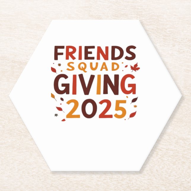 Friends Squad Giving 2025 Autumn Fall Thankful Tha Paper Coaster (Front)