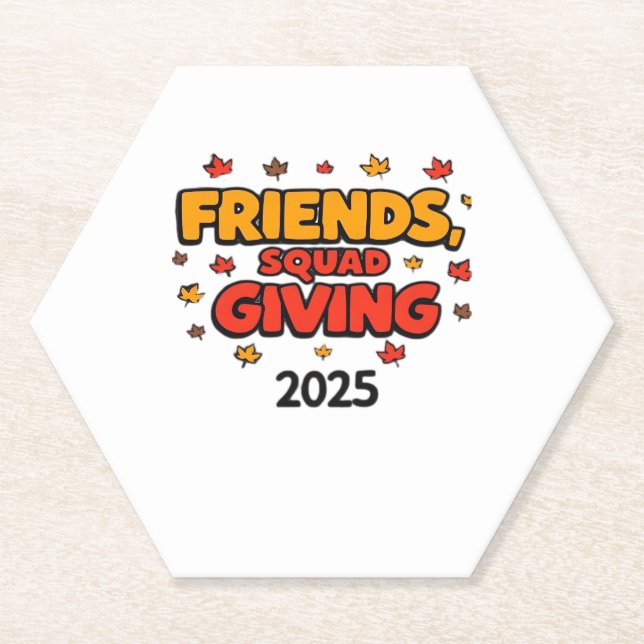 Friends Squad Giving 2025 Autumn Fall Thankful Tha Paper Coaster (Front)