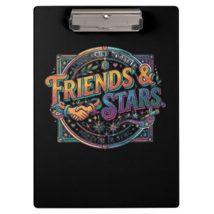 Friends & Stars – Friendship Typography T-Shirt Clipboard