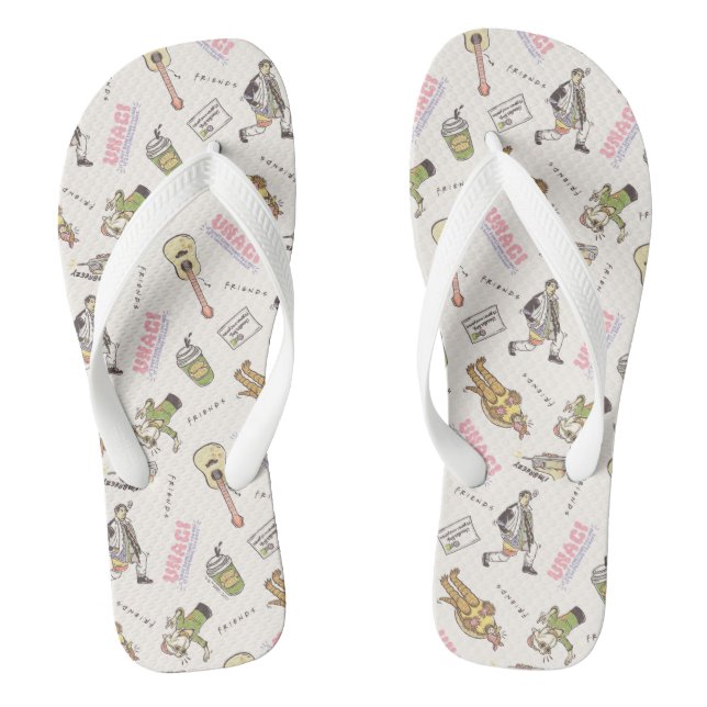 FRIENDS™ Tan Cartoon Pattern Flip Flops (Footbed)