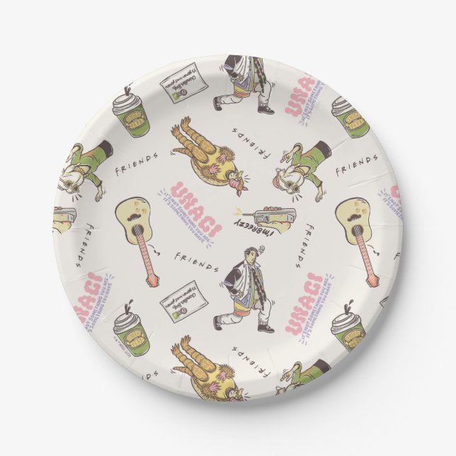 FRIENDS™ Tan Cartoon Pattern Paper Plate (Front)