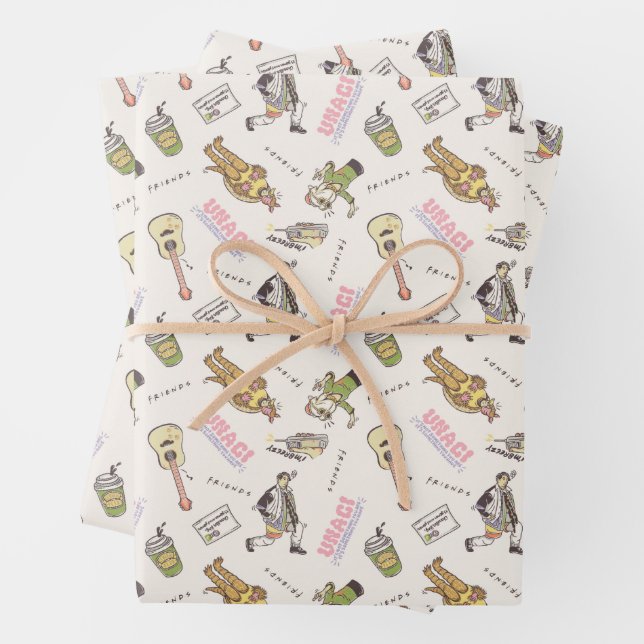 FRIENDS™ Tan Cartoon Pattern Wrapping Paper Sheet (In situ)