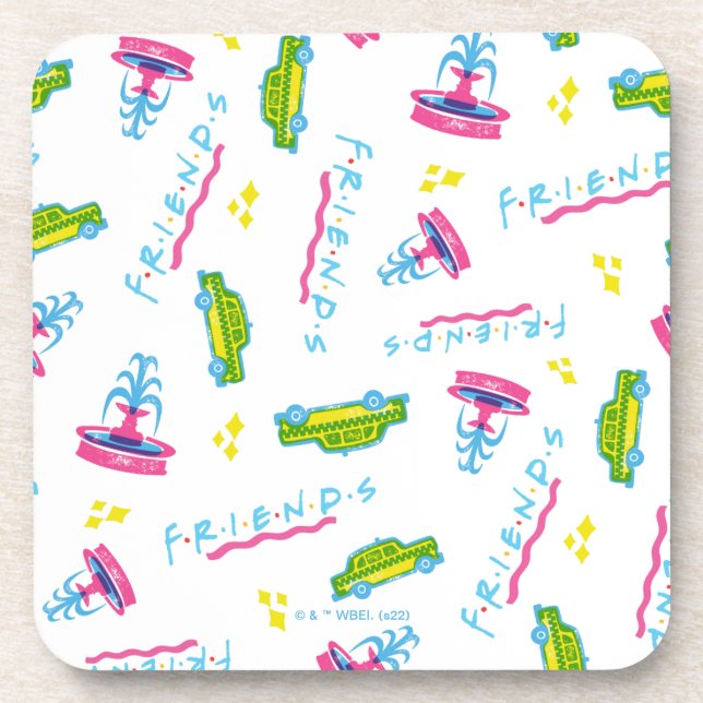 FRIENDS™ Taxi and Water Fountain Pattern Coaster (Front)